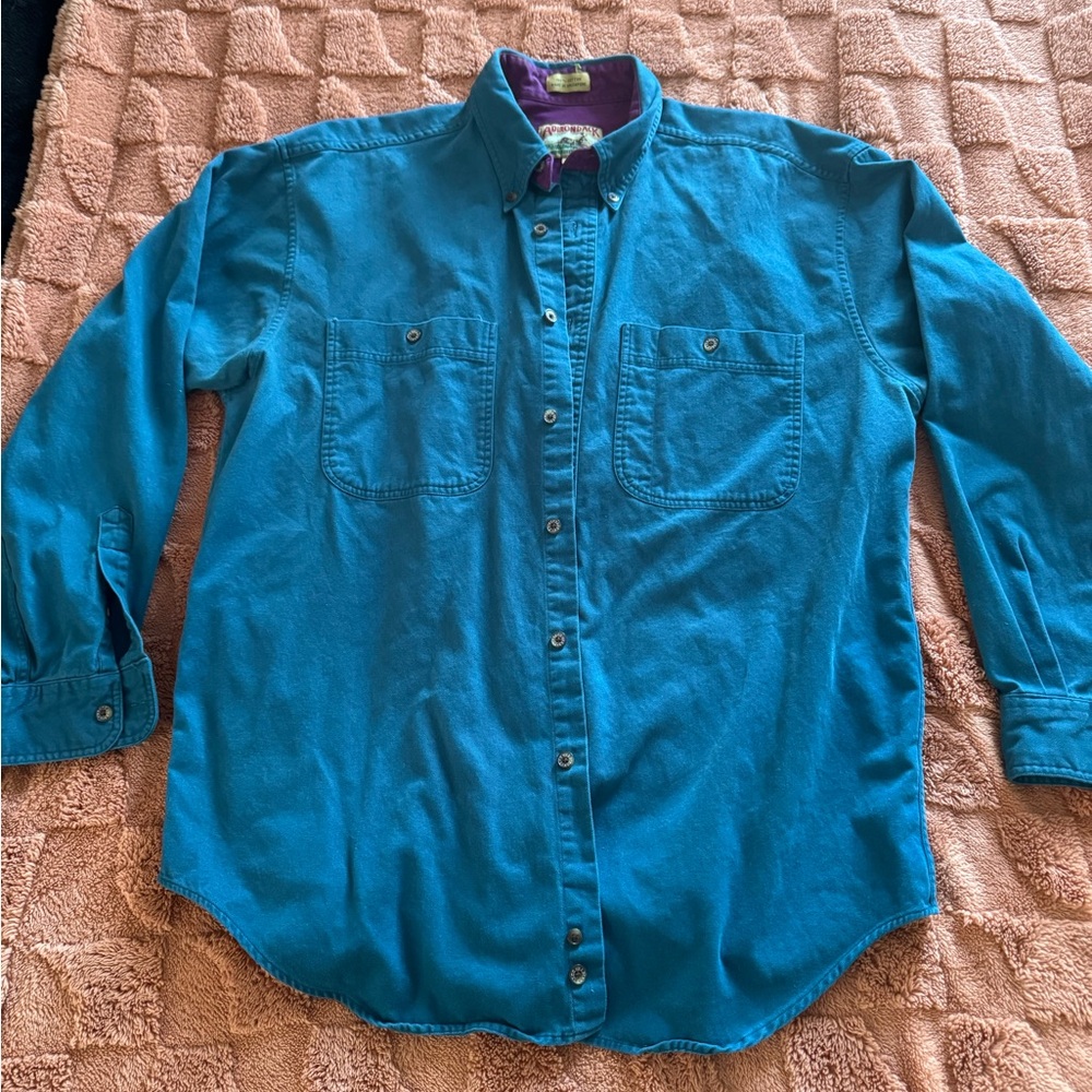 Adirondack Teal Casual Button-Down Shirt for Men